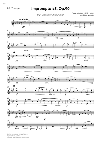 Impromptu No.3, Op.90 - Bb Trumpet and Piano (Individual Parts)