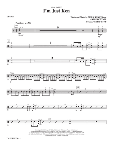 I'm Just Ken (from Barbie) (arr. Mac Huff) - Drums