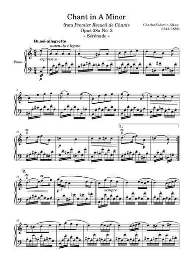 Chant Opus 38a No. 2 in E Major
