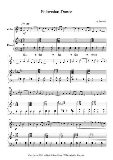 Polovtsian Dance - Alexander Borodin (Violin + Piano)