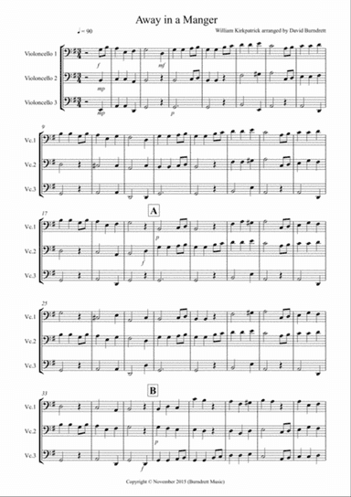 Away in a Manger for Cello Trio