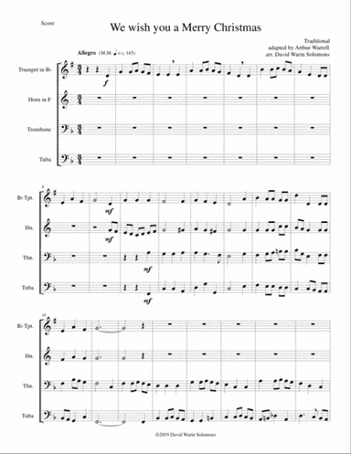 We wish you a merry Christmas for brass quartet