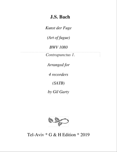 Contrapunctus 1 from Art of Fugue, BWV 1080 (arrangement for recorders)