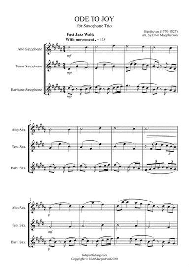 ODE TO JOY for Saxophone Trio