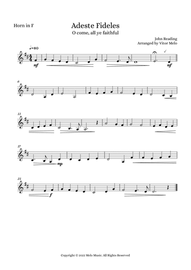 Adeste Fideles (O Come, All Ye Faithful) - horn in F