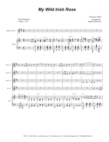 My Wild Irish Rose (Clarinet Choir and Piano)