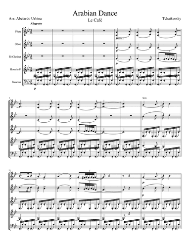The Nutracker. N° 12-b Le Café - Wind Quintet (Optional Sextet)