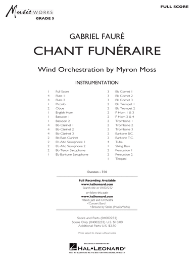 Chant Funeraire (arr. Myron Moss) - Conductor Score (Full Score)