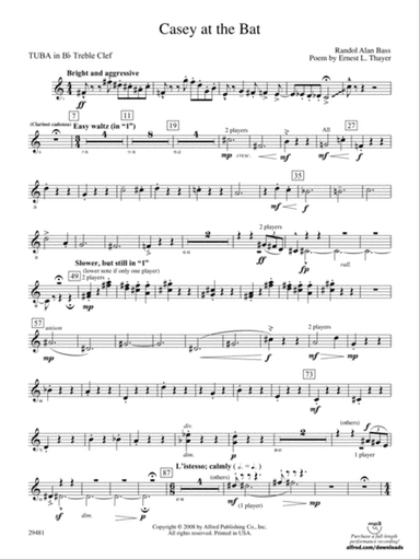 Casey at the Bat: (wp) B-flat Tuba T.C.
