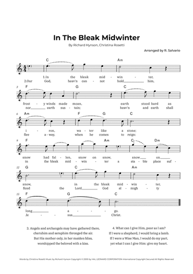 In The Bleak Midwinter (Key of C Major)