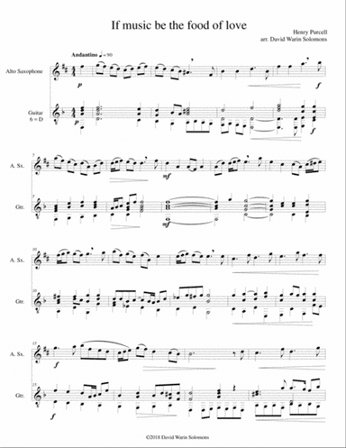 If music be the food of love for alto saxophone and guitar