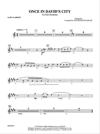 Once in David's City: 1st B-flat Clarinet