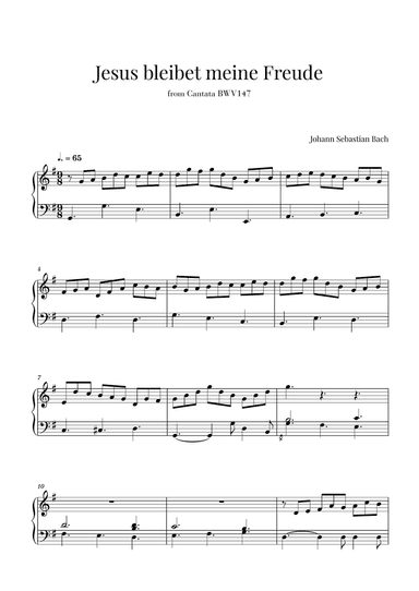 Bach - Jesus bleibet meine Freude for Piano Solo