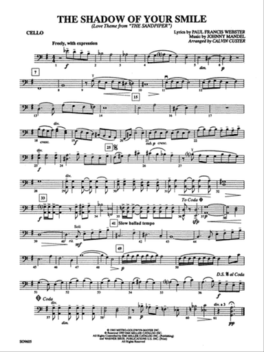 The Shadow of Your Smile (from The Sandpiper): Cello