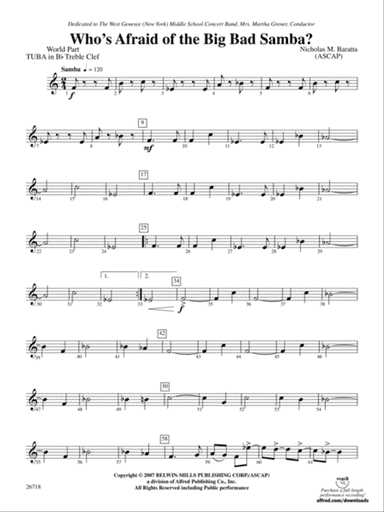Who's Afraid of the Big Bad Samba?: (wp) B-flat Tuba T.C.