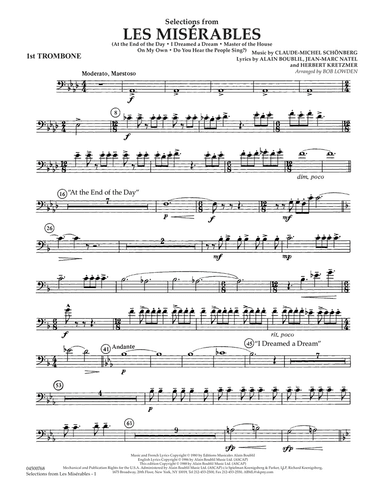 Selections from Les Miserables (arr. Bob Lowden) - Trombone 1