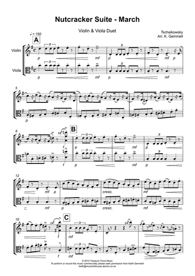Nutcracker Suite - March: Violin & Viola Duet Duet