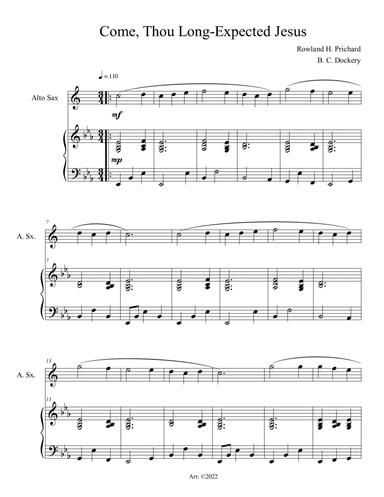 Come, Thou Long-Expected Jesus (Alto Sax Solo with Piano Accompaniment)
