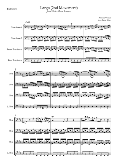 Largo from Winter (Antonio Vivaldi) for Trombone Quartet