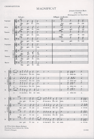 Magnificat Oratorium, Vocal Score