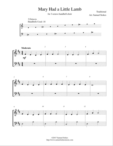 Mary Had a Little Lamb - for 3-octave handbell choir