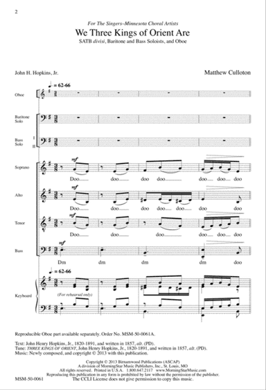 We Three Kings (Downloadable Choral Score)