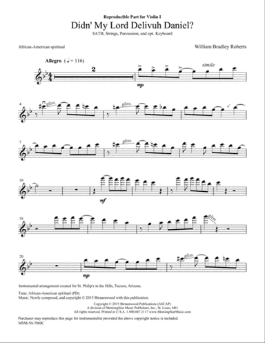 Didn' My Lord Delivuh Daniel? (Downloadable Strings and Percussion Version Instrumental Parts)