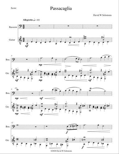 Passacaglia for bassoon and guitar