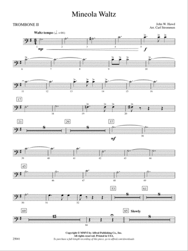Mineola Waltz: 2nd Trombone