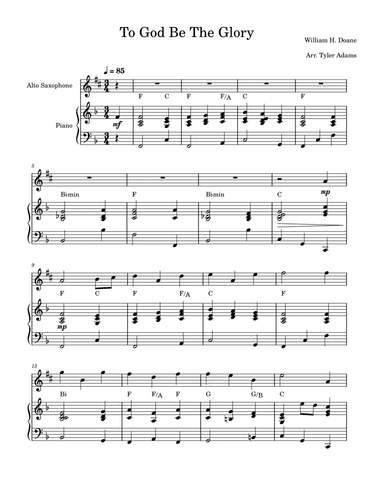 To God Be The Glory (Alto Sax Solo and Piano)