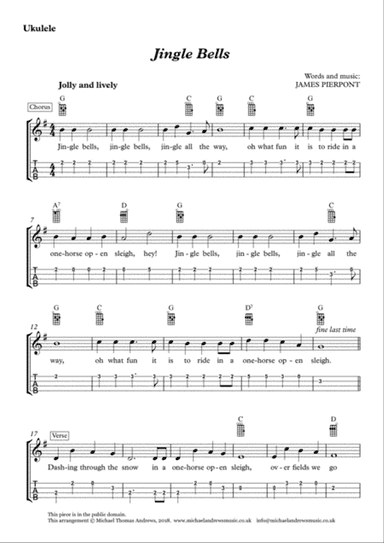Jingle Bells (for Ukulele with TAB)
