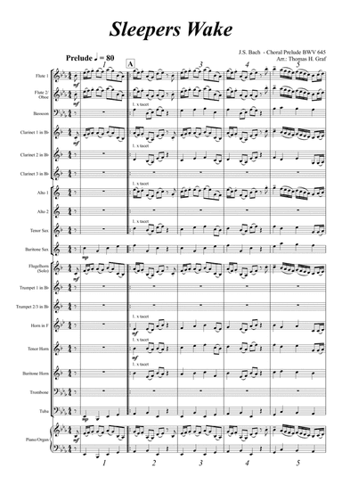 Sleepers Wake - Choral and Prelude BWV 645 - Concert Band