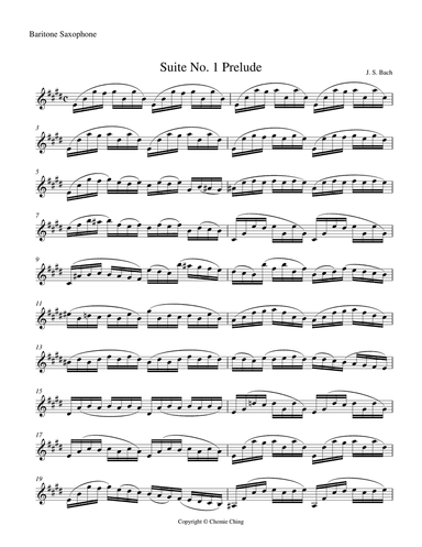 J.S. Bach - Cello Suite No.1 in G major, BWV 1007 - I. Prelude arranged for Baritone Saxophone