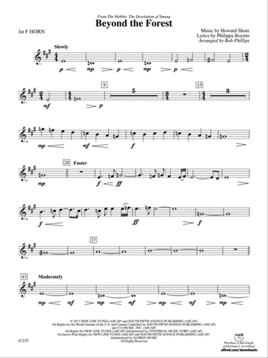 Beyond the Forest (from The Hobbit: The Desolation of Smaug): 1st F Horn