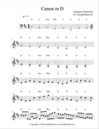 Canon in D by Johann Pachelbel - Guitar