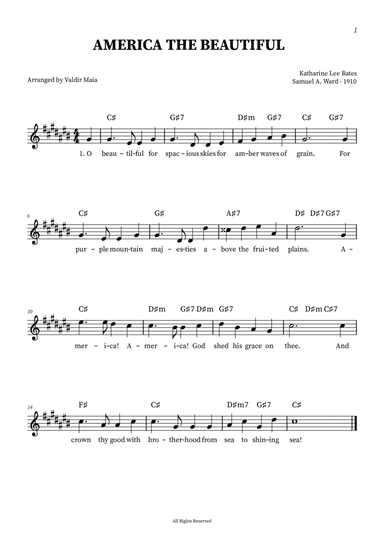 America The Beautiful - Leadsheet in C Sharp