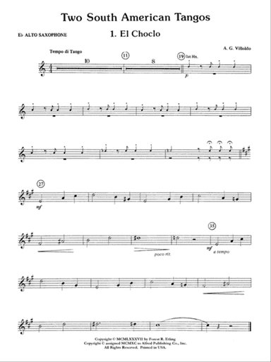 Two South American Tangos: E-flat Alto Saxophone