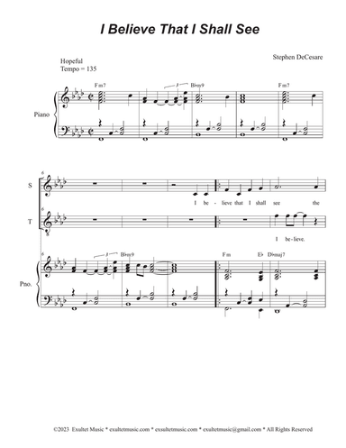 I Believe That I Shall See (2-part choir - (Soprano and Tenor)