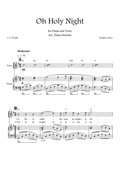 Oh Holy Night (G major - with chords)