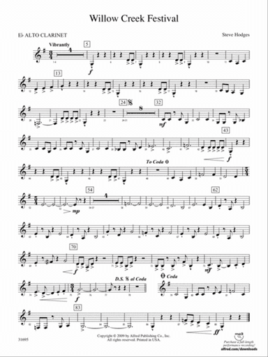 Willow Creek Festival: (wp) E-flat Alto Clarinet