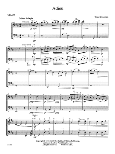 Adieu: Cello