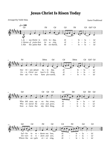 Jesus Christ Is Risen Today - Solo Voice in C Sharp Major