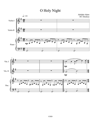 O Holy Night (violin duet) with piano accompaniment