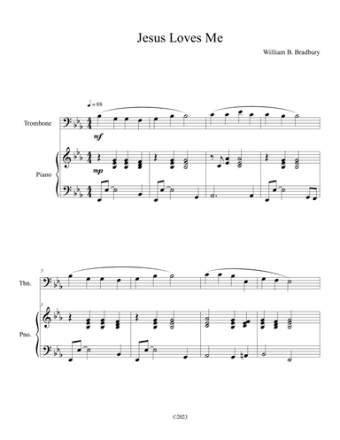 Jesus Loves Me (Trombone Solo with Piano Accompaniment)