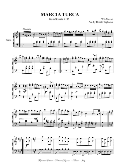 MARCIA TURCA - Kv 331 for Piano
