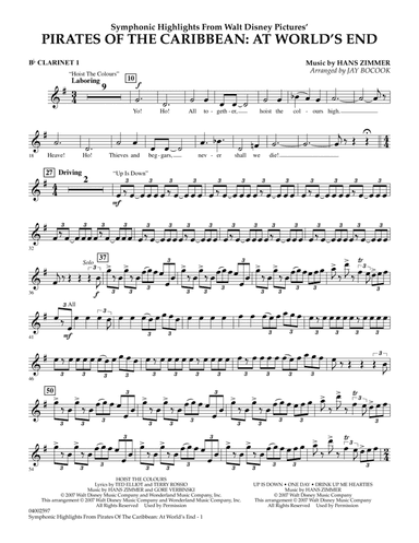 Highlights from Pirates of the Caribbean: At World's End (arr. Jay Bocook) - Bb Clarinet 1