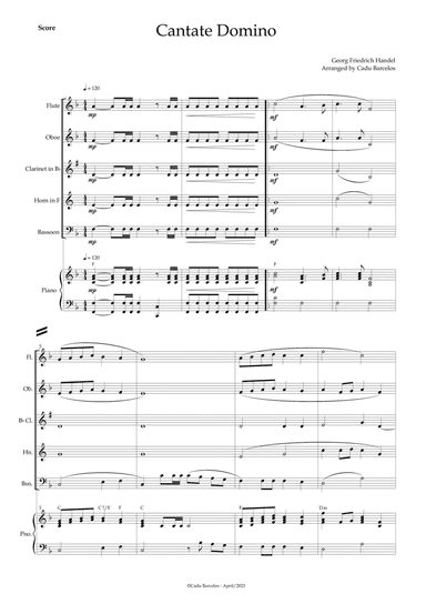 Cantate Domino - Handel (Woodwind Quintet) Piano and chords
