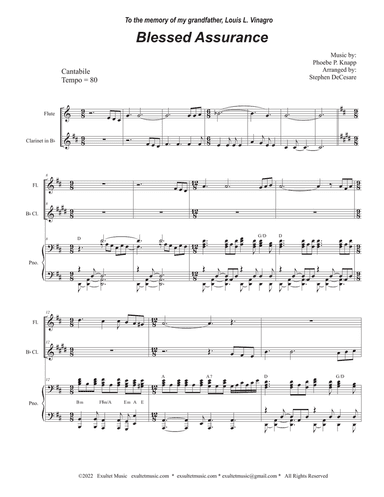Blessed Assurance (Duet for Flute and Bb-Clarinet)