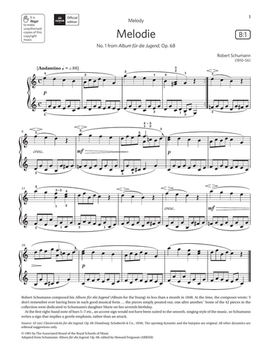 Melodie (Grade 1, list B1, from the ABRSM Piano Syllabus 2021 & 2022)