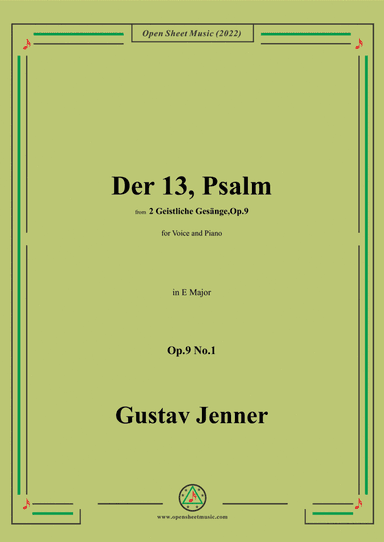 Jenner-Der 13,Psalm,in E Major,Op.9 No.1